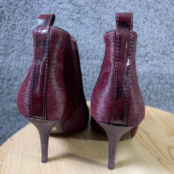Tory Burch Fur Chelsea Boots Women Size 6.5 Leather Real Calf Hair Stiletto Heel - Picture 4 of 11